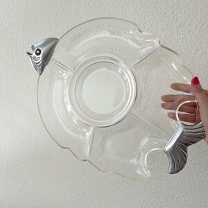 VINTAGE acrylic + metal fish tray dinner party retro